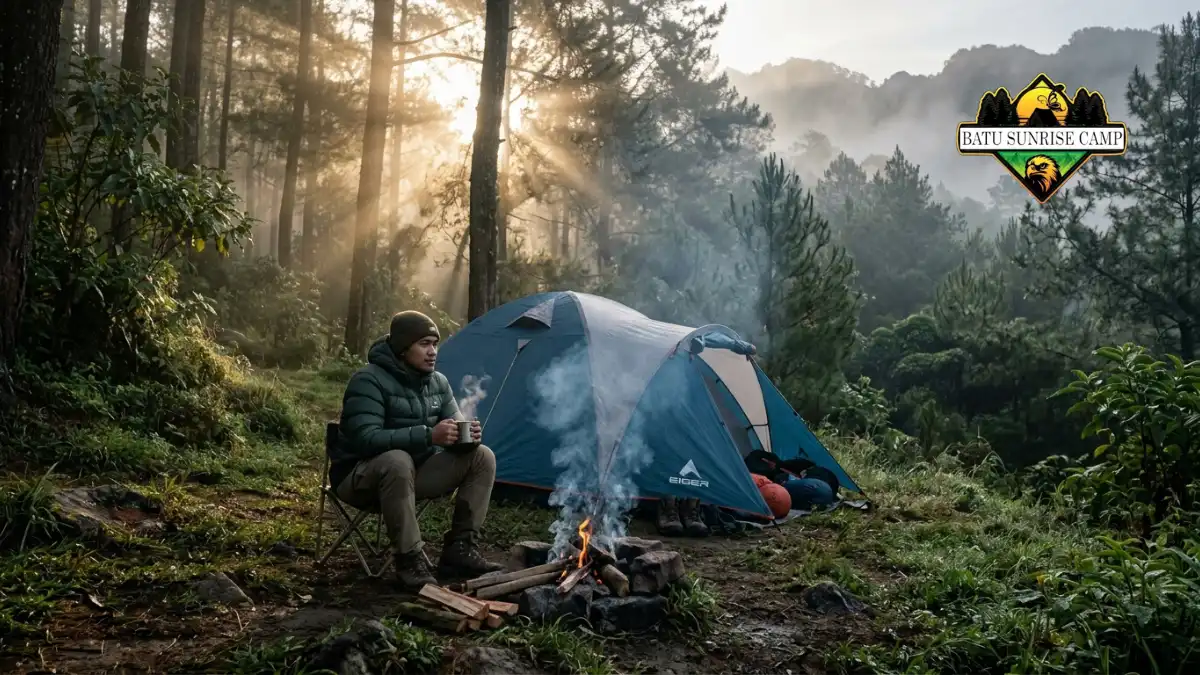Pemandangan area camping di lereng Gunung Lawu dekat Solo