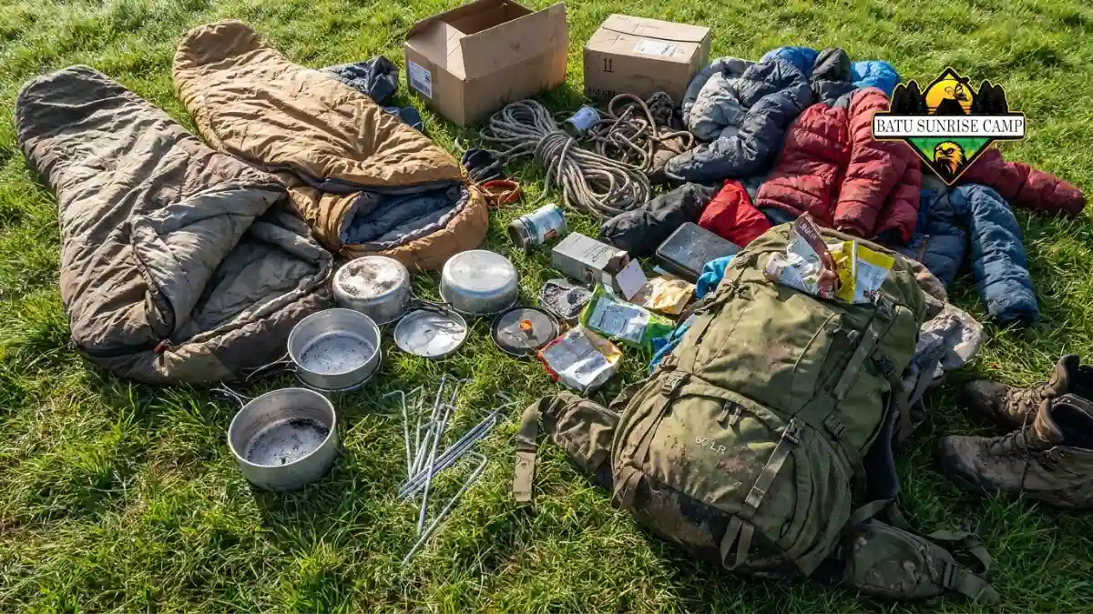 Contoh perlengkapan camping yang berantakan karena persiapan kurang matang