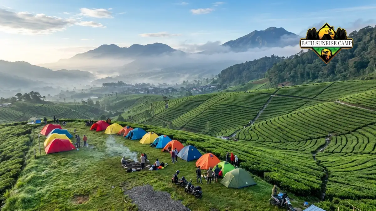 Pemandangan kebun teh Kemuning Karanganyar sebagai camping ground favorit di sekitar Solo