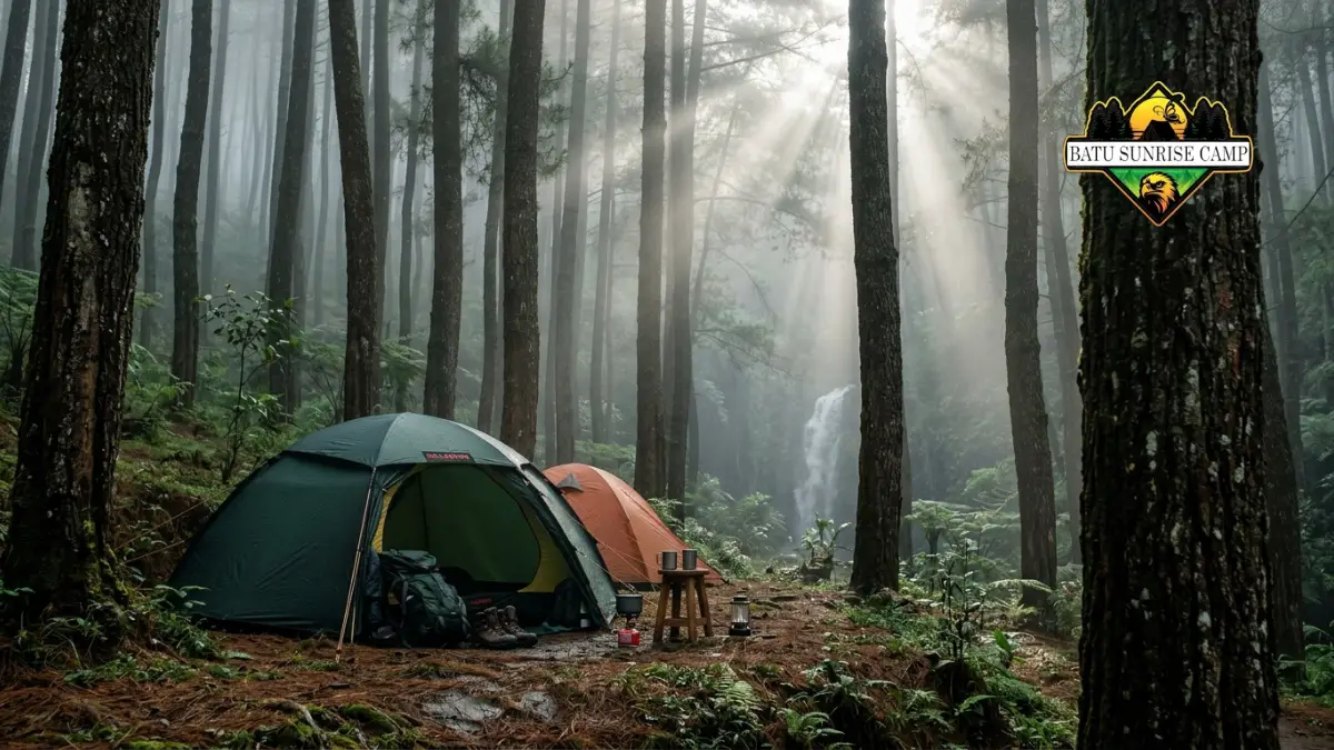 Suasana camping di kawasan dekat Coban Rondo Batu yang rimbun