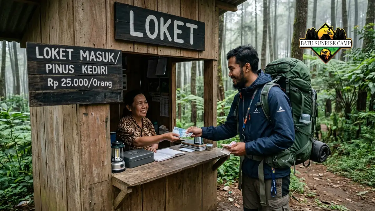 Loket pembayaran tiket masuk camping di Kediri