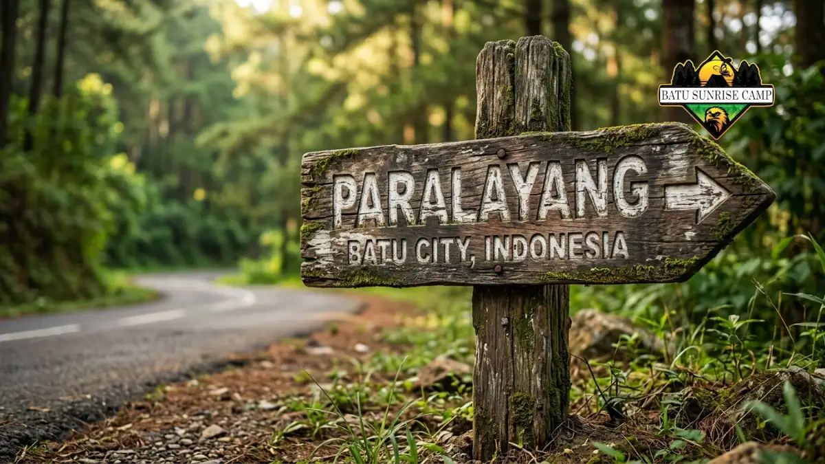 Papan petunjuk arah menuju wisata paralayang Batu