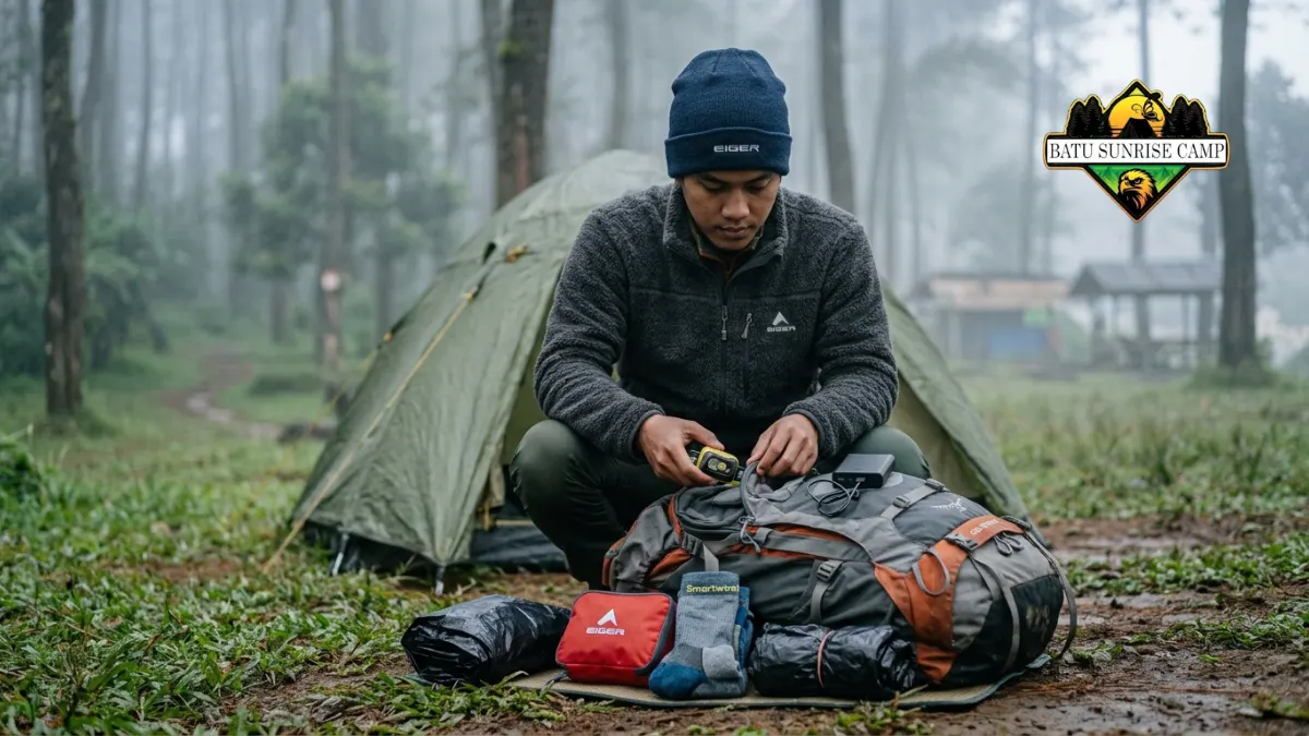 Persiapan packing barang bawaan untuk camping di Batu