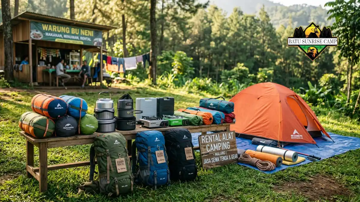 Area rental dan sewa peralatan camping di lokasi perkemahan Malang