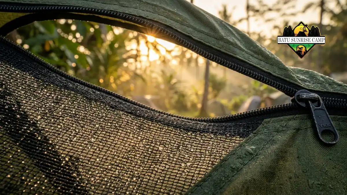 Sirkulasi udara ventilasi tenda di pagi hari