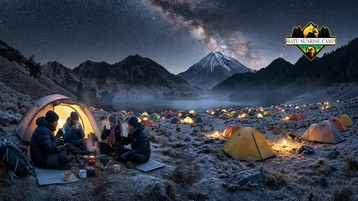 Suhu dingin malam hari saat camping di pegunungan