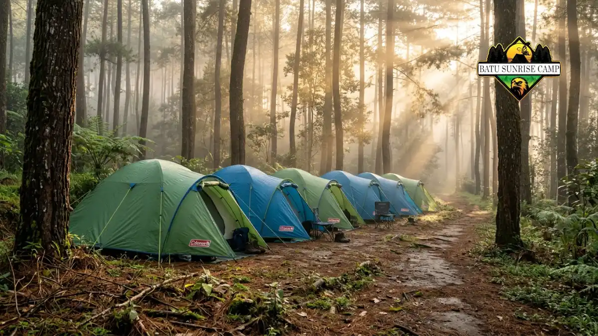 Tenda dome camping di alam terbuka