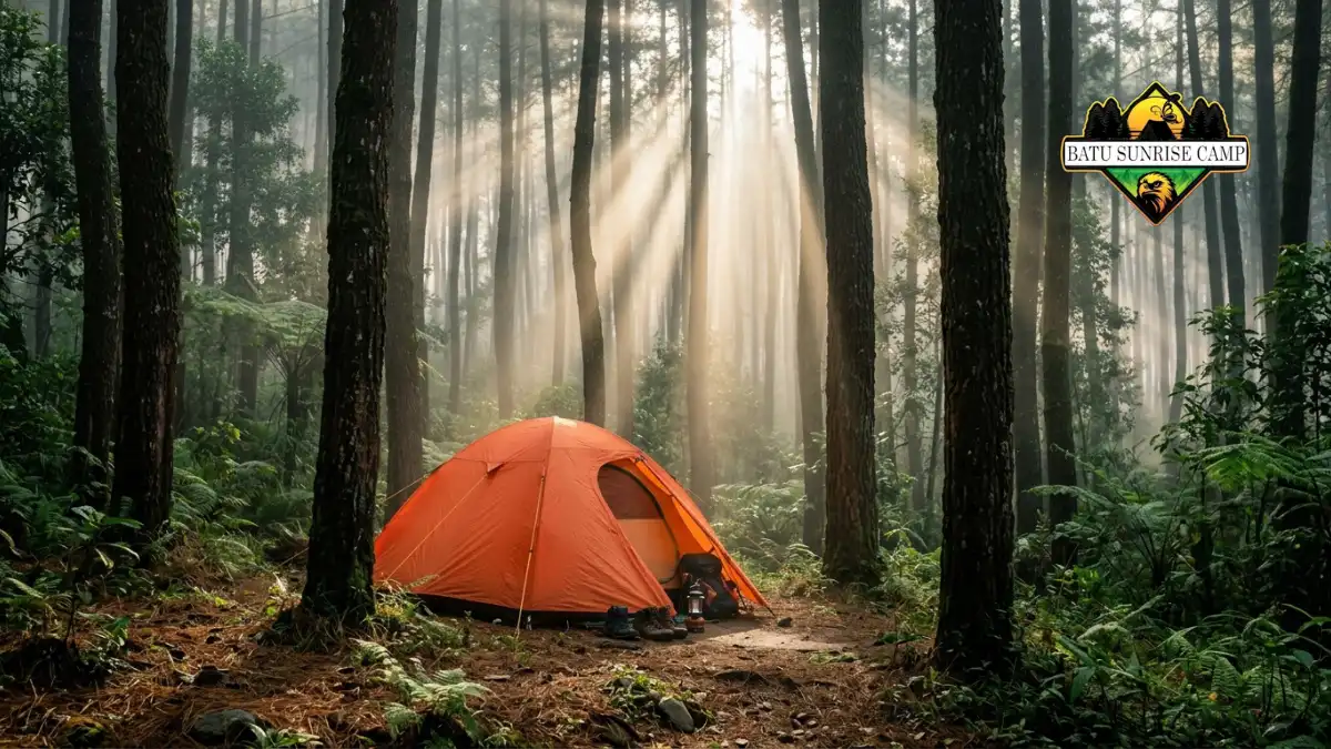 Tenda keluarga berdiri di kawasan bumi perkemahan hutan pinus Bedengan Malang
