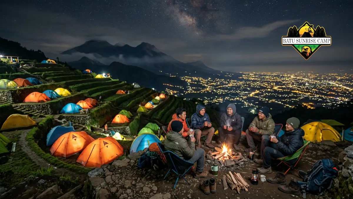 Wisata malam campground di Batu Jawa Timur dengan pemandangan city light
